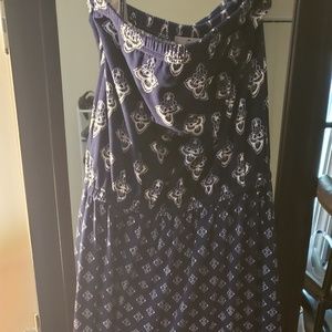 Blue strapless cotton blend sundress